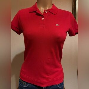 Lacoste Women's Slim Bright Red Polo with Logo